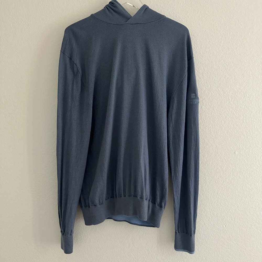 Greyson Knit Hoodie Mens XXL Blue Gray Long Sleeve Read